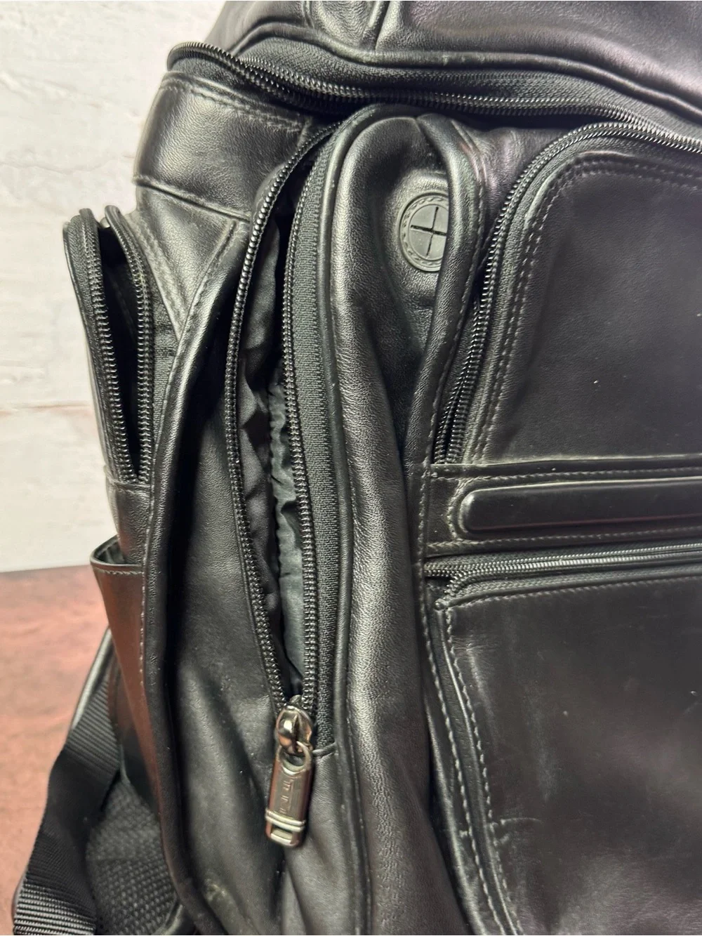 Vintage TUMI Black Leather Laptop Travel Backpack